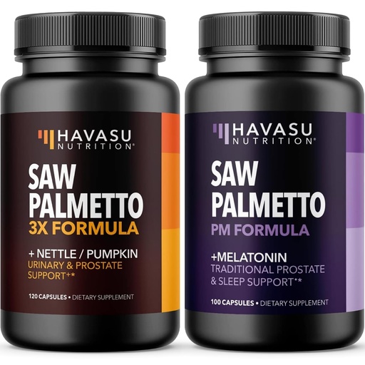 [BRSREYYHAEBWCEL3] HAVASU NUTRITION Saw Palmetto PM for Men with Melatonin 3mg (60 Servings) & Pumpkin Seed Oil with Saw Palmetto for Men (60 Servings)