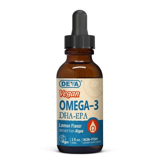 [BRSWIEYZOR4BC2IV] DEVA Vegan Omega-3 Liquid DHA - EPA, Non Fish from Algae, Lemon Flavor, 2 Ounce