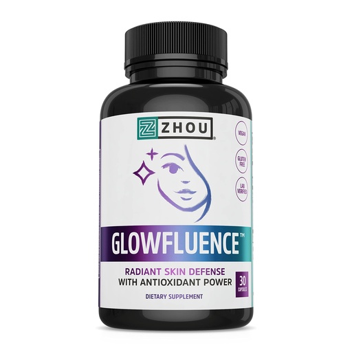[BRSROZ35OUJWEH3V] Zhou Glowfluence - Hyaluronic Acid Supplement with Vitamin C and Antioxidants, Glowing Skin and Hydration Support, Hyaluronic Acid Pills for Women and Men, Pure Formula - 30 Vegetarian Capsules