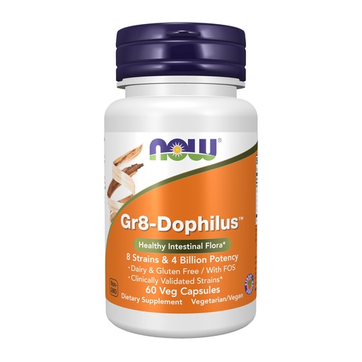 [BRSWIY32BQPQ4FLY] NOW Foods Supplements, Gr8-Dophilus™with 8 Strains & 4 Billion Potency, Shelf Stable, 60 Veg Capsules
