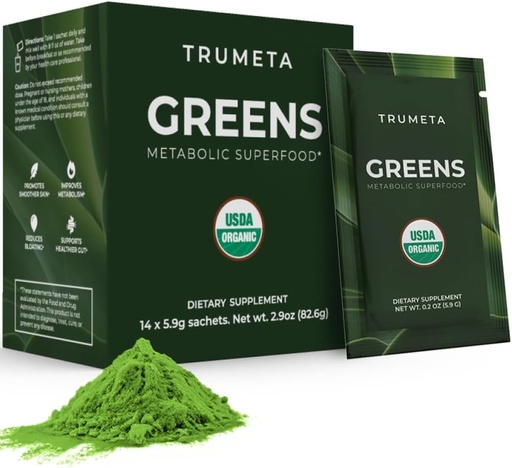 [BRSROGAPDMCBEYAV] Greens Powder Travel Packs - 14 Servings for Memory, Digestion I Best Taste Super Greens Powder with Organic Spirulina, Goji, Beetroot, Pomegranate I Vegan, Non-GMO