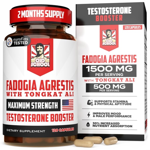 [BRSRAGI2PINBQDT7] Old School Labs Testosterone Supplement for Men – Max Potency Tongkat Ali with BioPerine® for Max Absorption, Supports Muscle, Strength, Recovery, Drive & Stamina – Fadogia Agrestis, 120 Capsules