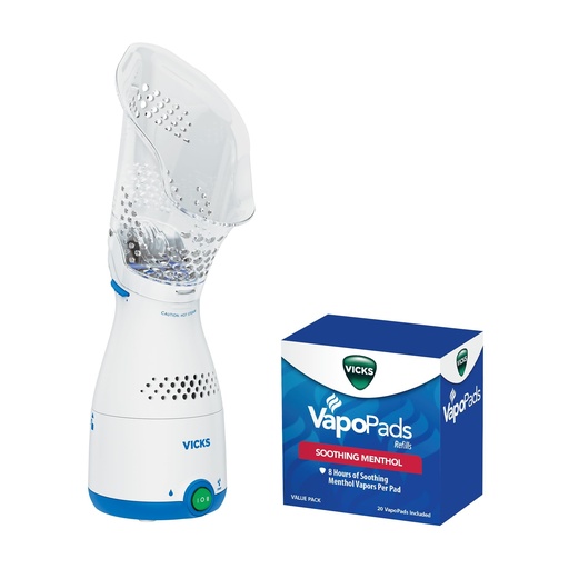 [BRSRGBD4OAPGACQ7] Vicks Sinus InhalerNon-Medicated Steam Inhaler for Sinus Relief, Allergies, Congestion, Vocal Steamer, Works with VapoPads (1 Included) + Vicks VapoPads Original Menthol Scent Refill Pads, 20-Pack
