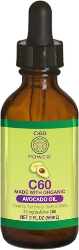 [BRSW2YYFOQFQKADF] C60 Power C60 Avocado Oil organikoan - Gizon eta Emakumeentzako Ongizate Naturalaren euskarria, %99,99 Pure Carbon Fullerenes, Energia, Argitasun Mentala eta Stamina - 2 fl oz botila