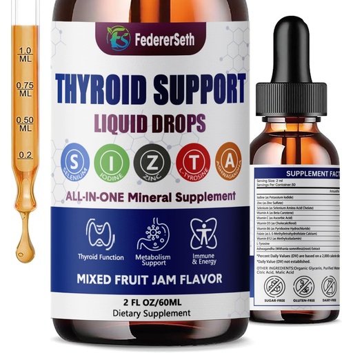 [BRSRGGD2AAPBM3L3] Thyroid Support Drops for Women & Men.Thyroid Supplement Liquid with Selenium Zinc Iodine L-Tyrosine Ashwagandha for Mood Support & Hormone Balance - Natural Metabolism & Energy Support - 2 Fl. Oz