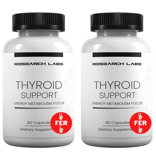 [BRSWGBD6BEBQEA3X] Research Labs Thyroid Support + Iodine Supplement - Energy, Metabolism, Focus (120 Total Capsules) - 2 Pack. Supports Proper Hormone Levels for Overall Well-Being. Made in USA.