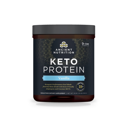 [BRSWGYY6OIGQYF36] Ancient Nutrition Keto Protein Powder, KetoPROTEIN with Fats from Bone Broth and MCT Oil, Vanilla, 18g Protein 11g Fat Per Serving, Gluten Free, 17 Servings