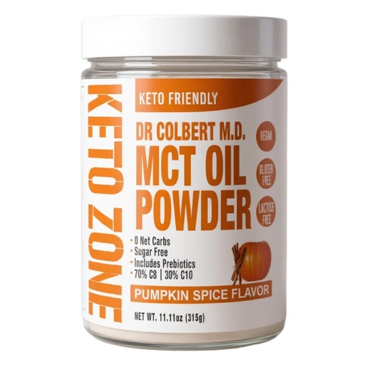 [BRSWGGQHBYHAYCD3] Dr. Colbert, MD MCT Oil Powder | Pumpkin Spice Flavor | by Divine Health | Keto Zone | 70% C8 30% C10 | 0 Net Carbs | Gluten Free | 30 Day Supply | 300 Grams