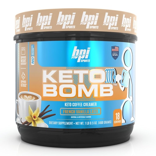 [BRSWKHYRCUBWAADV] BPI Sports Keto Bomb - Promotes Energy, Hydration and Fat Loss - MCT and Electrolytes - Sugar-Free with Calcium - French Vanilla Latte, 18 Servings