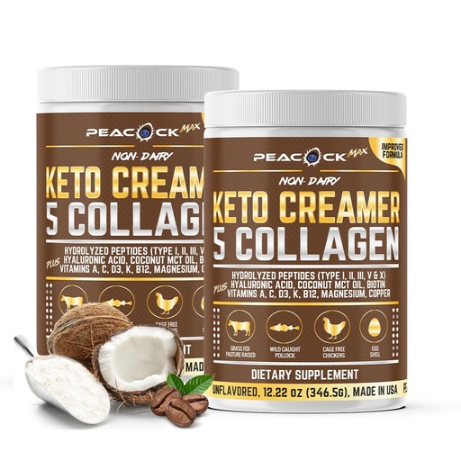 [BRSRO2Y7BYHBSG3X] Collagen Keto Creamer Powder, Coconut MCT, Peptides, Unflavored, Hydrolyzed, B12, Magnesium (24.44 Ounces (Pack of 2))