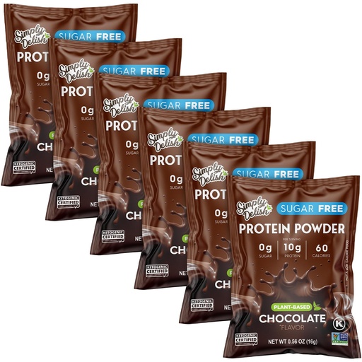 [BRSROGDRCN7QKF3G] Simply Desserts Chocolate Protein Powder, Sugar-Free, 6-Pack – Plant-Based Nutritional Boost for Vegan Puddings, Baked Goods, Shakes & Snacks, Keto & Kosher, 0.56 Oz Ea