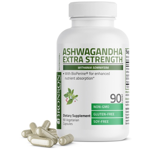 [BRSRMCQPA4CWOGQ4] Bronson Ashwagandha Extra Strength Stress & Mood Support with BioPerine - Non GMO Formula, 90 Vegetarian Capsules