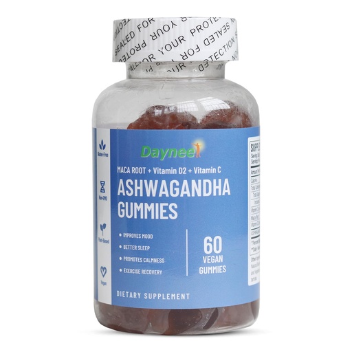 [BRSROFIBCV7WE2Q6] AIHIYO Ashwagandha Gummies for Women and Men, with MACA Root, Vitamin D2 and Vitamin C, Vegan, Plant Based, Non-GMO, Blueberry Flavors, 60 Count