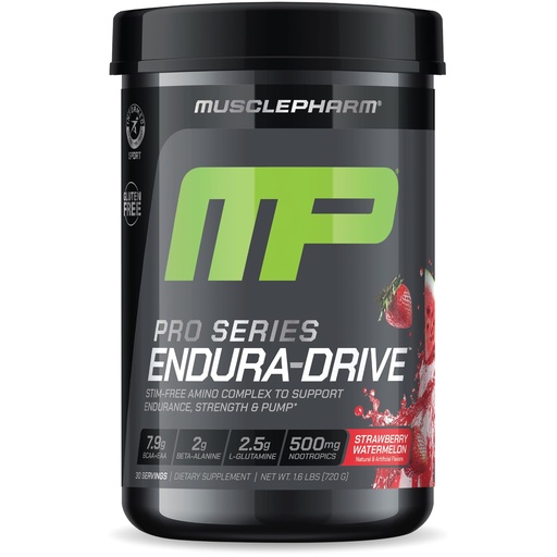 [BRSRAGLQDEBB4CL4] MusclePharm Pro Series ENDURA-DRIVE Pro-Grade Amino Acids Complex with Nootropics | Stim Free Intra Workout & Pre Workout Powder for Endurance & Recovery | Strawberry Watermelon, 1.6 lbs, 30 Servings