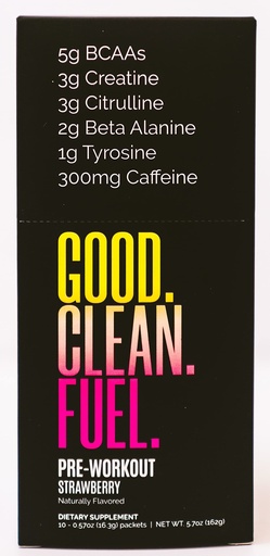 [BRSW2EIKDMPGE3Y6] Pre-Workout | Caffeine | BCAAs | Beta Alanine | Creatine | Tyrosine | Citrulline | No Sugar or Artificial Sweeteners | Strawberry Flavor | 10 Stick Packs