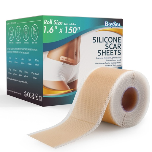 [BRSRMZIYDF7Q2ETV] Professional Silicone Scar Sheets (1.6" x 150" Scar Roll-3.8M) - Scars Removal Treatment - Reusable Silicone Scar Tape Strips Type for Keloid, C-Section, Surgery, Burn, Acne et