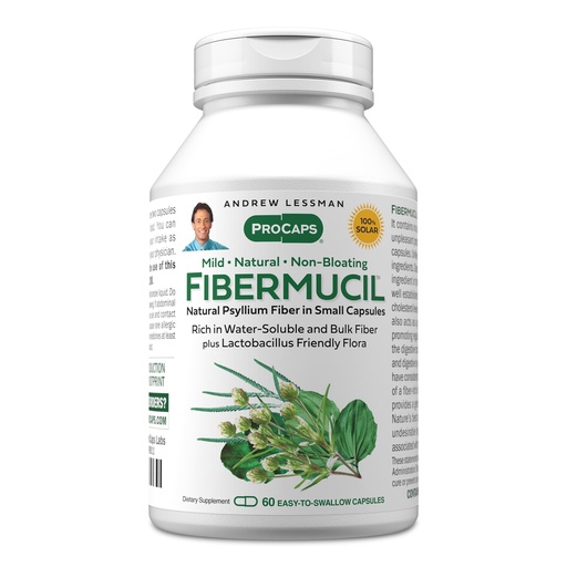 [BRSWIAQBBYFG2DYZ] ANDREW LESSMAN Fibermucil 60 Capsules -Psyllium Husk Powder. Gently Promotes Regularity and Digestive Health. Rich in Fiber. Gentle, Easy, Effective. No Additives. Small Easy to Swallow Capsules