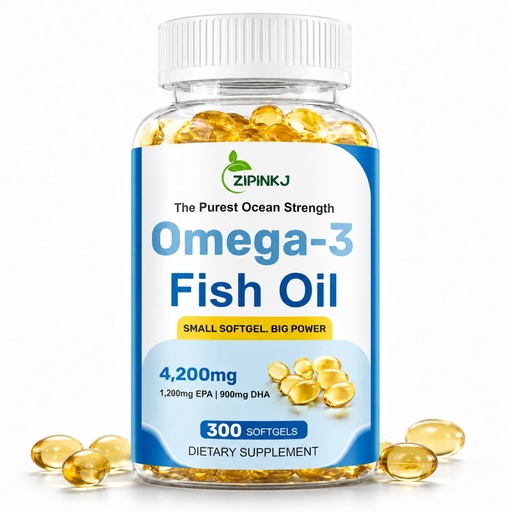 [BRSRGBIFCIHWE33V] Omega-3 Fish Oil Supplements 4200mg– Triple Strength, Mini Softgels, High Purity EPA & DHA for Brain, Heart & Eye Health, Wild-Caught, Burpless, Non-GMO, Third-Party Tested | 300 Softgels