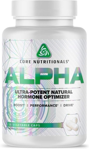 [BRSWY2YYCQIQA23L] Core Nutritionals Alpha Natural Hormone Optimizer | Ultra Potent | Support Healthy Testosterone & Estrogen Levels | Weight Management | 56 Vegetable Capsules
