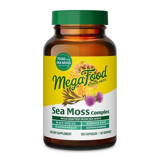 [BRSRACD2C4PQOGT5] MegaFood Sea Moss Complex - Irish Sea Moss 7000mg Per Serving Plus Black Seed Oil, Burdock Root, Bladderwrack & Ashwagandha - Vegan Gut Health & Immune Support Supplement, 120 Capsules, 60 Servings