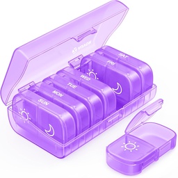 AUVON XL Weekly Pill Organizer 2 Times a Day, AM PM Pill Case with One-Side Large Opening for Easy to Use, Pill Box 7 Day Travel Medication Organizer for Medications, Vitamins, Fish Oils, Supplements