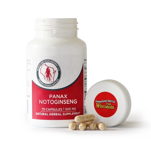 [BRSW2ZYLCJYAEYDV] Dairyland Ginseng - Notoginseng Capsules - 75 ct - Tienchi Ginseng Complex Capsules - Authentic Notoginseng Capsule - Vegan Panax Ginseng Capsules for Use as a Daily Immune Support