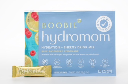 [BRSW2CYCB4HBG3TV] Boobie Hydromom Superfood Electrolyte Drink Mix, Blue Raspberry Lemonade | Refreshing Energy & Hydration Boost for Mamas | On-The-Go & Travel Essentials for Pregnancy, Lactation, & Beyond, 15 Packets