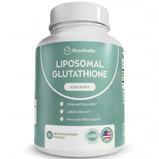 [BRSRGBLQBYFQMETV] Rosabella Liposomal Glutathione 500mg – High Absorption Glutathione Supplement, Antioxidant Support, Cellular Health & Detox Support, 60 Capsules, 30 Day Supply, Daily Antioxidant Capsules