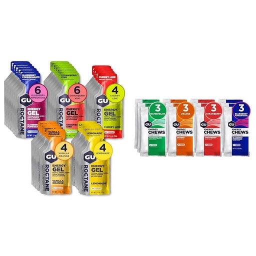 [BRSRAYITDEMQICL6] GU Energy Gel and Chews Bundle - Roctane Ultra Endurance Gel (24 Count) and Energy Chews Variety Pack (12 Bags)