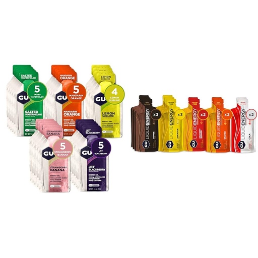 [BRSRAYYYCMBWE2Y6] GU Energy Gel 24-Count and Liquid Gel 12-Count Sports Nutrition Energy Packs, Vegan, Gluten-Free