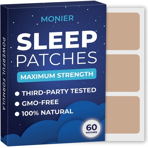 [BRSRAYALB5YAGD32] MONIER Sleep Patches for Adults Extra Strength | Easy-to-Apply Sleep Patch with Melatonin & Valerian | Relax & Wake Up Refreshed | Long-Lasting Night Comfort for Men & Women | 60 Patches