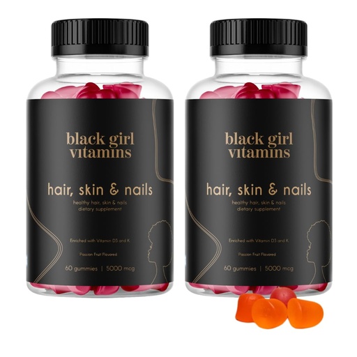 [BRSRAZANOR5AIDTL] Black Girl Vitamins - Hair, Skin, and Nails Gummies with Biotin (6000 mcg), Zinc, Gelatin Free, Vitamin A, and Vitamin E - Gluten-Free. Made in The USA (Passion Fruit, 120 Count) 60 Day Supply