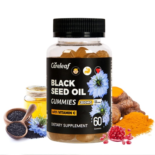 [BRSREYDRBZ7WYA37] Black Seed Oil Gummies with Turmeric & Pomegranate | 200mg Antioxidant Supplement for Immune Support, Skin & Heart Health | Vitamin C Enriched for Hair & Nails | Natural Vegan Gummy