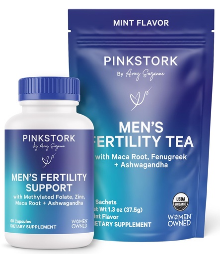 [BRSW2HAZO4PGC3DD] Blue Stork Men's Fertility Bundle – Fertility Support Supplement + Organic Tea – Vitamins, Minerals, and Herbs to Support Sperm Health and Reproductive Wellness – 30 Capsules + 15 Sachets
