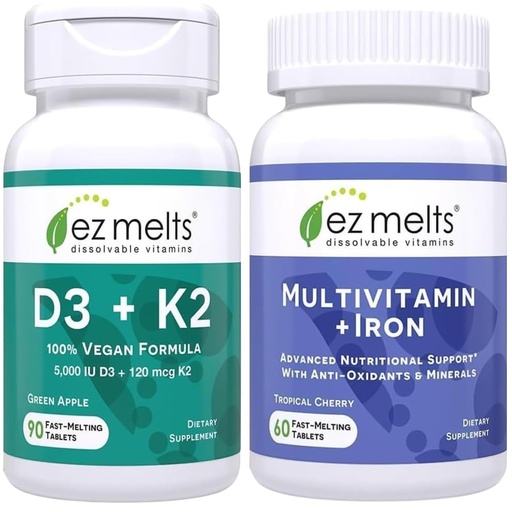 [BRSRACY6BEIWGA3F] EZ Melts Vitamin D3 K2 and Multivitamin with Iron, Sugar Free