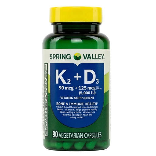 [BRSREBD4CMFQ42TB] KP+ Vitamin K2 + D3 | Bone & Immune Health | Gluten Free | 90 Vegetarian Capsules | Pack of 1