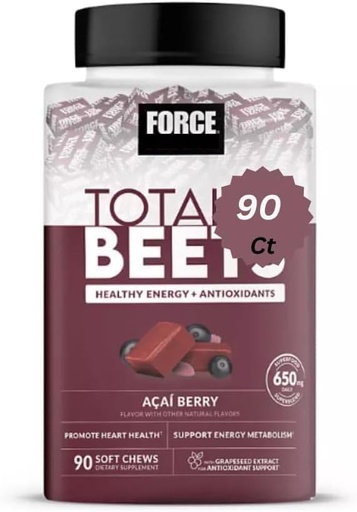 [BRSRE232PMMBU3TP] Factar Total Beet' Soft Chews, Healthy Energy, Acai Berry, 90 Count