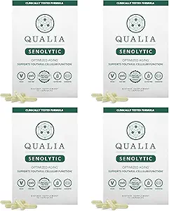 [BRSROAQTAB4BQHL6] Qualia Life Sciences Qualia Senolytic Ultimate Formula for Enhanced Cell Repair&Rejuvenation 2-Day Aging&Longevity Support Regimen w. Fisetin,Quercetin, Piperlongumine,Senactiv,Curcumin(Pack of 4)