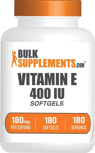 [BRSROFQPBB5AYC3V] BulkSupplements.com ויטמין E 400 IU Softgels - תוסף ויטמין E, כמו D-Alpha-Tocopherol, Antioxidants - Gluten Free, 1 Softgel לכל משרת, 180 הרוזן (Pack of 1)