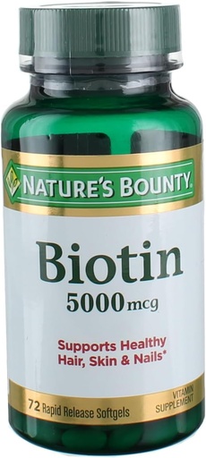 [BRSWIYYOOQMA2HTY] Nature's Bounty Super Potency Biotin 5000mcg - 72 softgels (Pack of 2)