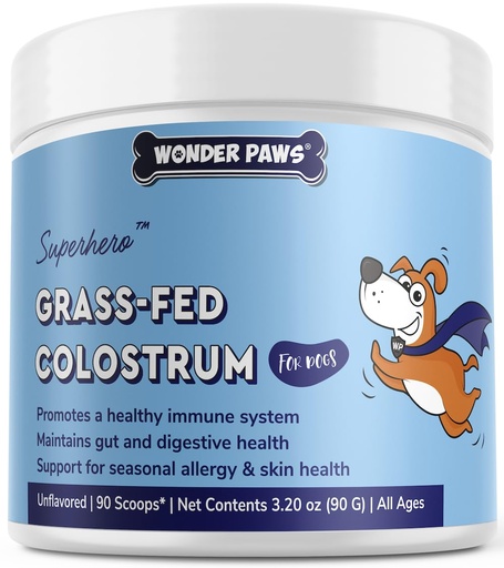 [BRSRAYY3BUGR4C3Z] WONDER PAWS Premium Grass Fed Colostrum for Dogs – Pure Bovine Colostrum for Dogs – Immune, Allergy, Skin & Itch Relief – All Ages, Sizes & Breeds – 3.20oz