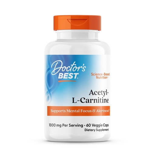 [BRSWIYQAO4GREYA3] Doctors Best Acetyl-L-Carnitine 1000 mg Per Serving - Acetyl L Carnitine Supplement for Men & Women, Supports Brain & Nerve Cell Function, Mental Focus, Helps Generate Cellular Energy - 60 Veg Caps