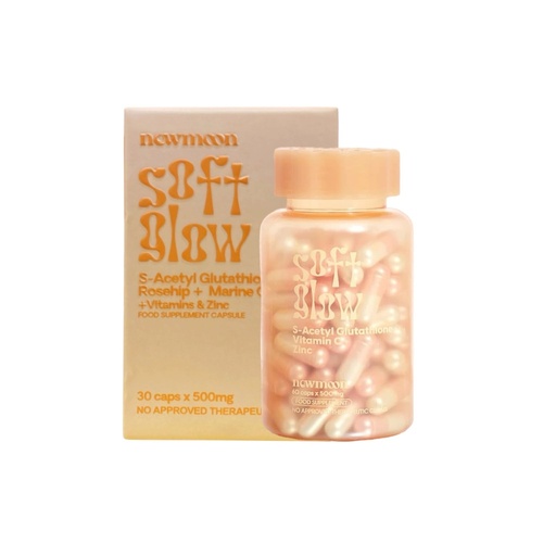 [BRSRGAL2OV5ROE37] New Moon by Dear Face Soft Glow – S-Acetyl Glutathione + Rosehip + Marine Collagen + Vitamins & Zinc – Food Supplement - 60 Capsules