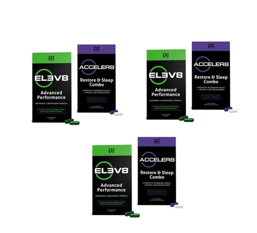 [BRSRE2YLPIHQEFA2] B-epic's Acceler8 and Elev8-1 Month (30 Day) Supply - (90 Capsules Total) Green, White and Purple Capsules - Elev8 Plus Acceler8 2 Box Set (3)