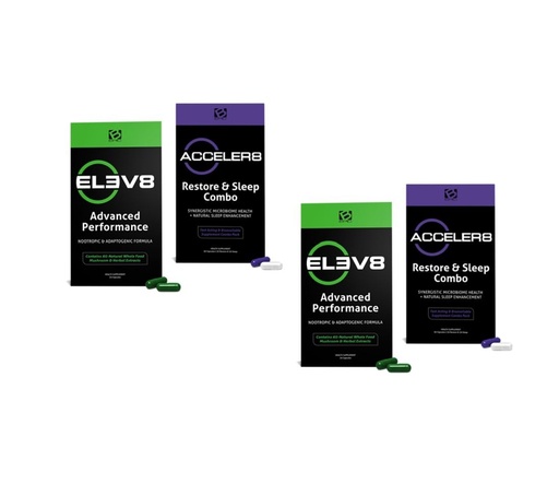 [BRSRE2YLOQFQK23A] B-epic's Acceler8 and Elev8-1 Month (30 Day) Supply - (90 Capsules Total) Green, White and Purple Capsules - Elev8 Plus Acceler8 2 Box Set (2)