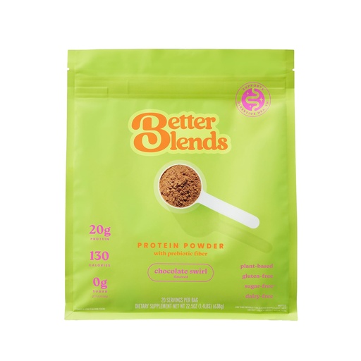 [BRSREGANDEBWE3LU] Gut-Friendly Protein Powder for Sensitive Stomachs, Low FODMAP, 20g Vegan Pea & Rice Protein with Prebiotic Fiber, Dairy-Free, Gluten-Free, No Gums or Added Sugar - Chocolate Swirl