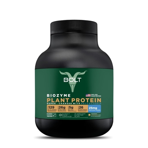 [BRSROGIRBMPBQYIZ] Bolt Biozyme Plant Protein | Vegan Protein with Superfood Phycocyanin and Ayurvedic Herbs | Complete Amino Acid Profile for Muscle Support and Recovery | 2Lb/32oz, 26 Servings | Piedmont Chocolate