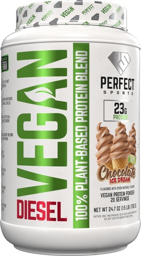 [BRSROYIEDIFBAD3L] PERFECT SPORTS Vegan Diesel 100% Plant Based Protein | Whole Food Blend | No Artificial Sweeteners, Lactose Free, Keto | 23g Protein | 1.5 Pounds (Chocolate Ice Dream)