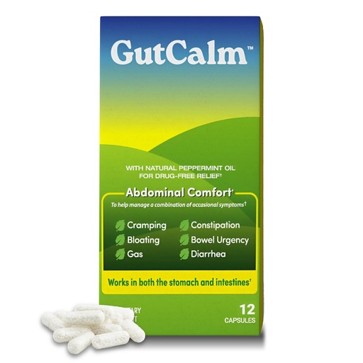 [BRSRAAIOBYNBU3QY] GutCalm - IBS Relief - Peppermint Oil Capsules - Bloating, Gas, Constipation and Digestive Comfort Supplement - 12/ct