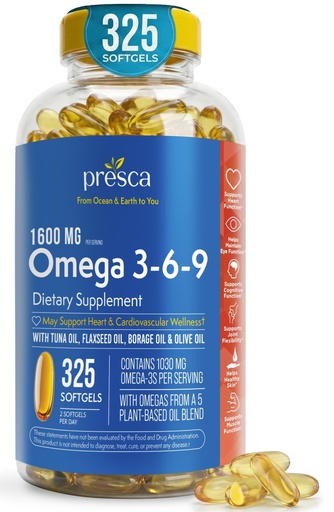 [BRSROFDYCENWCCLV] Omega 3-6-9 Dietary Supplement (325 ct.) - Promote Visual Function and Eye Health - Support Heart, Cardiovascular Health, Healthy Skin, Hair and Overall Health (Omega 3-6-9)